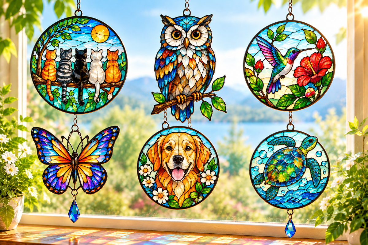 Animal & Bird Stained Glass Suncatchers