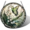 6.3-Inch Butterfly Lily of the Valley Stained Glass Decor