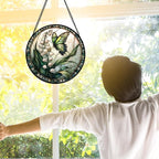 6.3-Inch Butterfly Lily of the Valley Stained Glass Decor