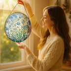 8-Inch Forget Me Not Flower Stained Glass Suncatcher