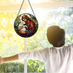6.3-Inch Jesus Little Lamb Stained Glass Suncatcher